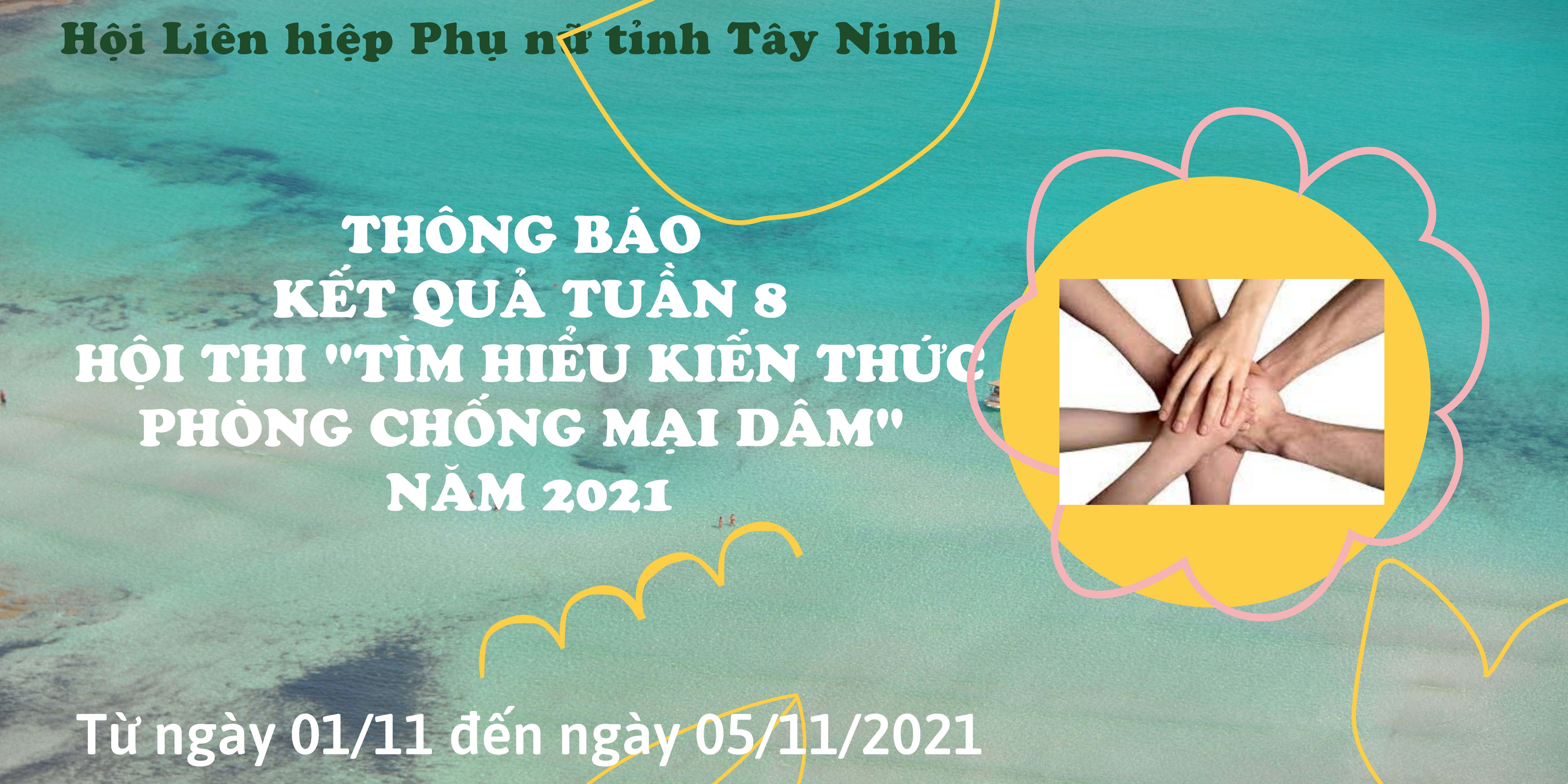 Thông báo kết quả Tuần 8 ( Từ ngày 01/11 đến ngày 05/11/2021) Hội thi “Tìm hiểu kiến thức phòng, chống mại dâm” năm 2021