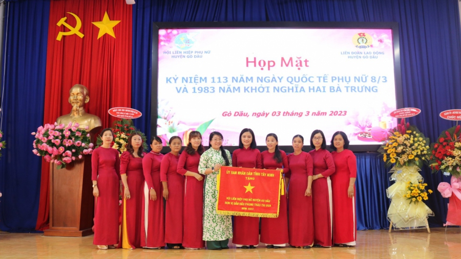 Hội LHPN huyện Gò Dầu tổ chức họp mặt kỷ niệm 113 năm ngày Quốc tế Phụ nữ 8/3 Và 1983 năm khởi nghĩa Hai Bà Trưng